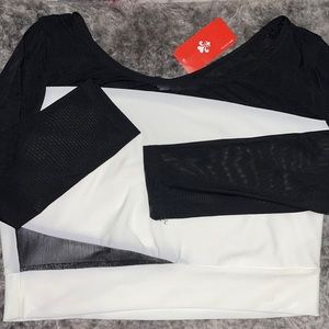 Love Culture B/W Meshed Long Sleeved/Detailed Crop